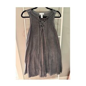 Just Be... Gray Knit Lace‎ Up Sleeveless A-Line Knee Length Dress Size M